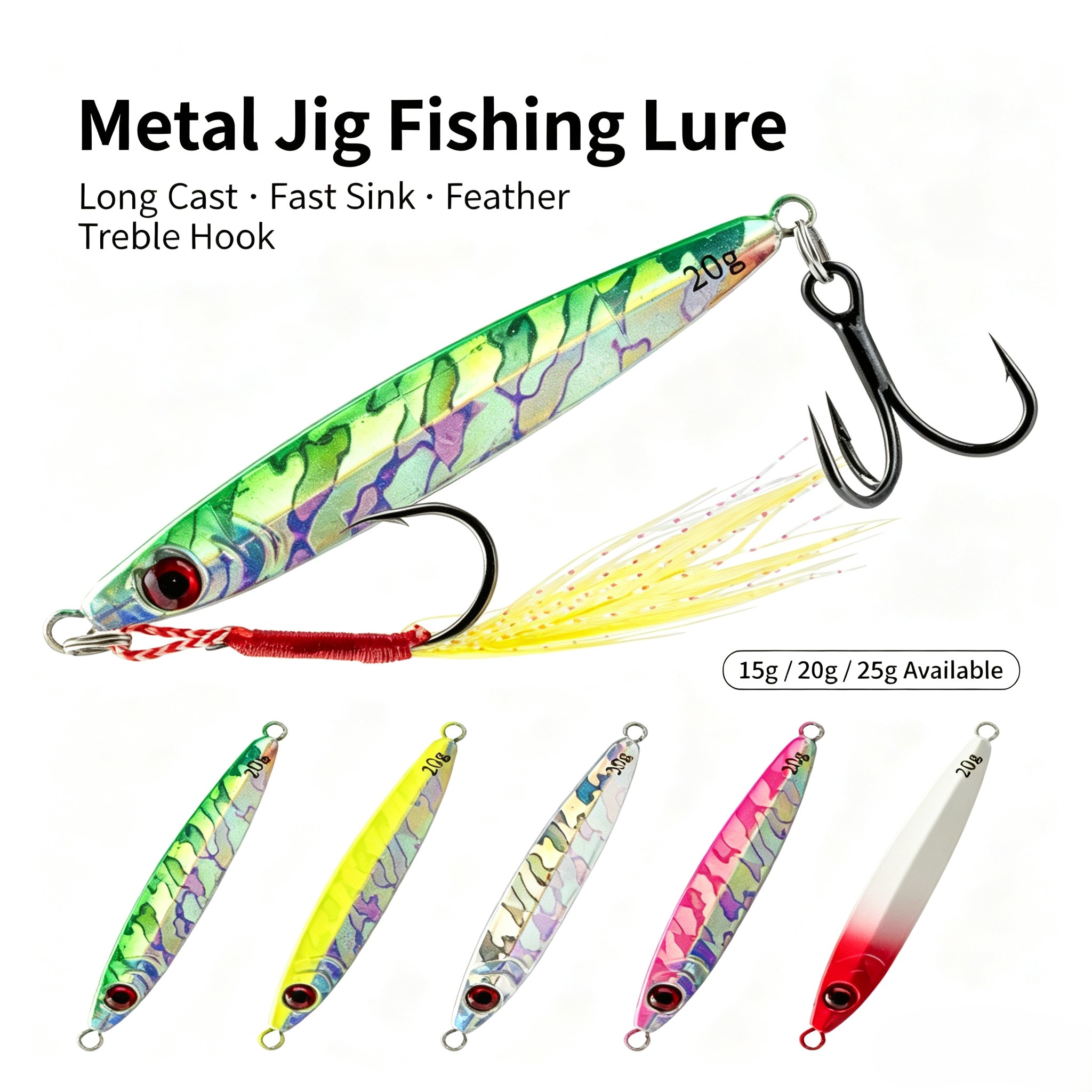 3Pcs Metal Jig Lure Set Asymme - Fishing Hook Treble recension och pris