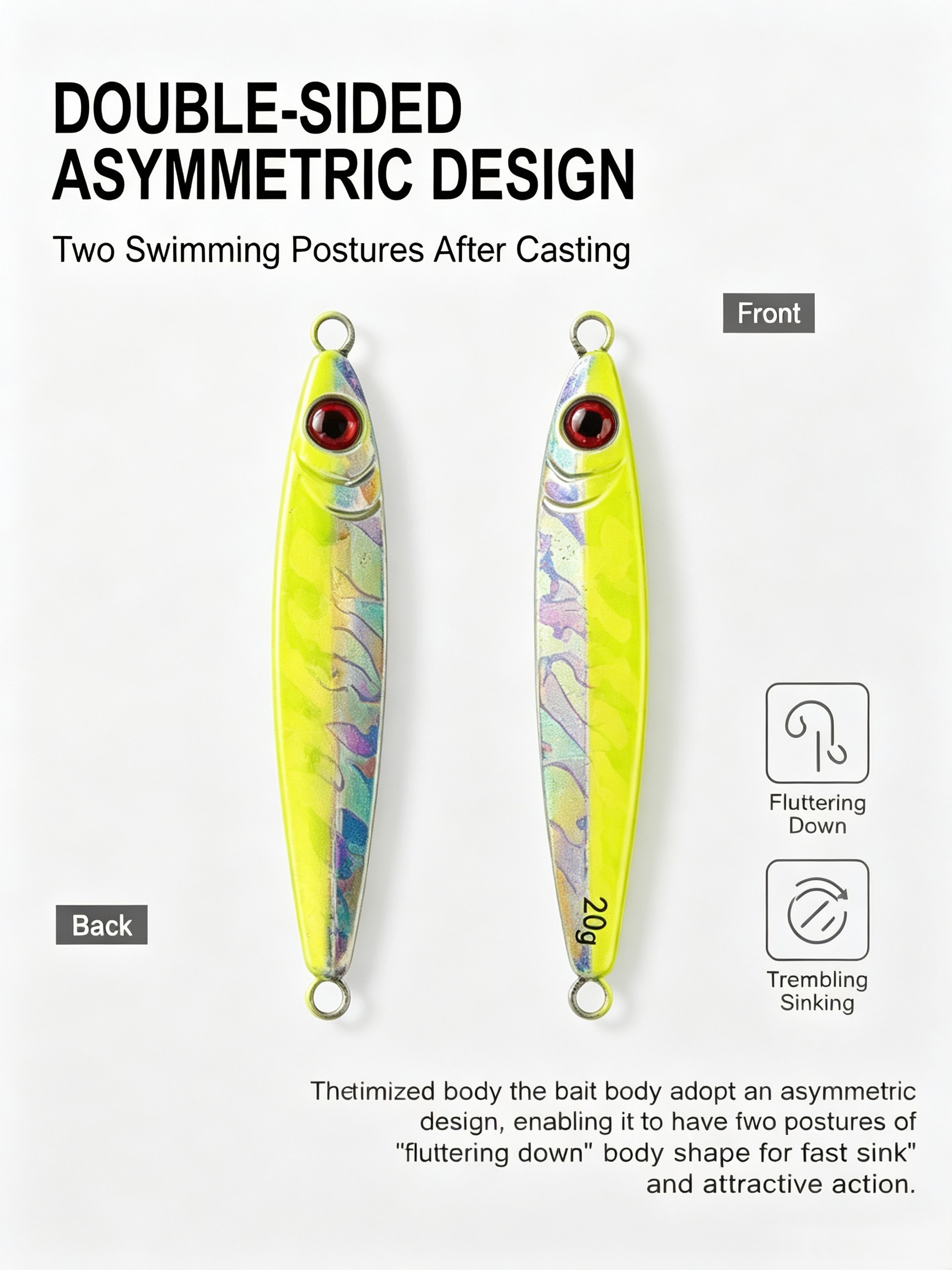 3Pcs Metal Jig Lure Set Asymme - Fishing Hook Treble recension och pris